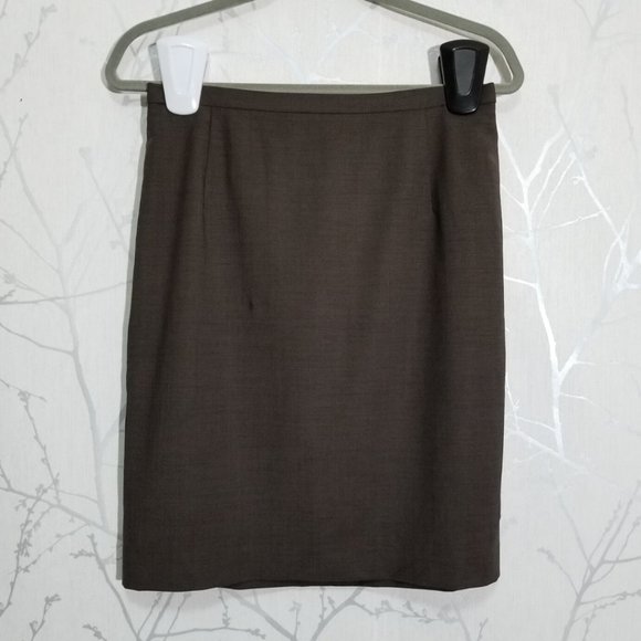 Escada Brown Wool Blend Lined Pencil Skirt